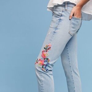 Anthropologie Pilcro Floral Embroidered Jean